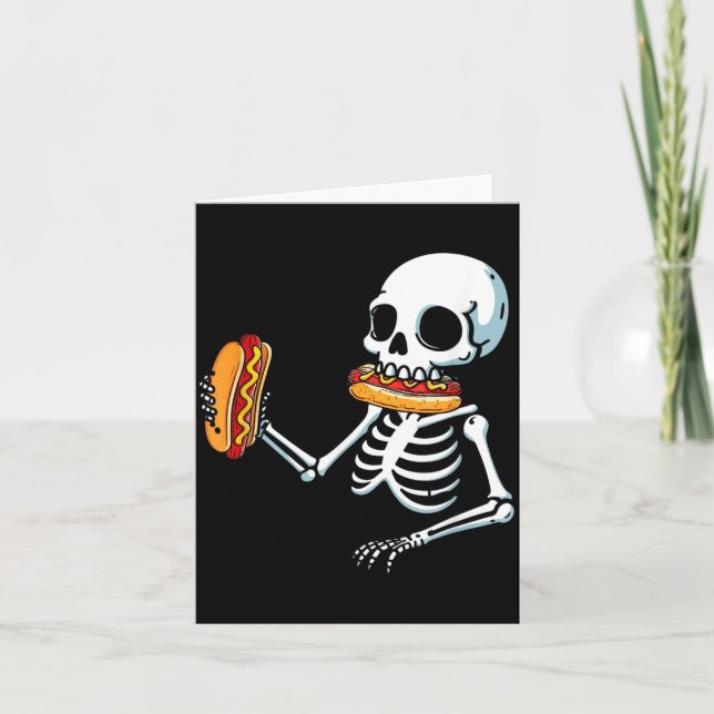 Skelett varmkorv Halloween Kort (Framsida)
