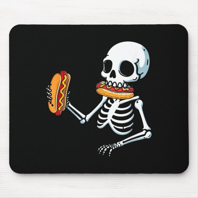 Skelett varmkorv Halloween Musmatta (Framsidan)