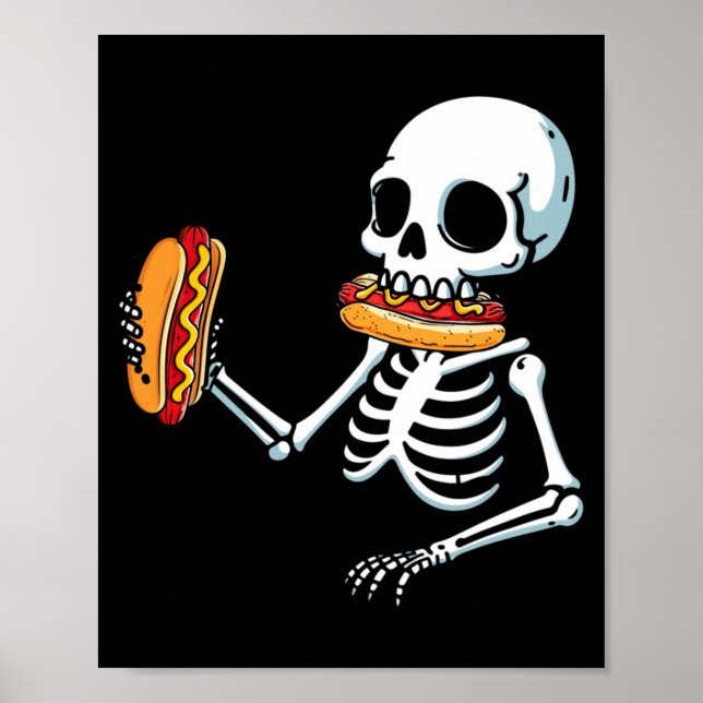 Skelett varmkorv Halloween Poster (Framsidan)