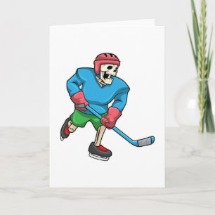 Skelett vid ishockey med ishockeyklubba kort