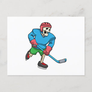Skelett vid ishockey med ishockeyklubba vykort