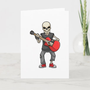 Skelett vid musik med gitarr kort