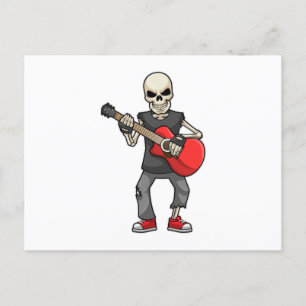 Skelett vid musik med gitarr vykort