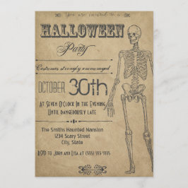 Skelett Vintage Halloween-inbjudan Inbjudningar