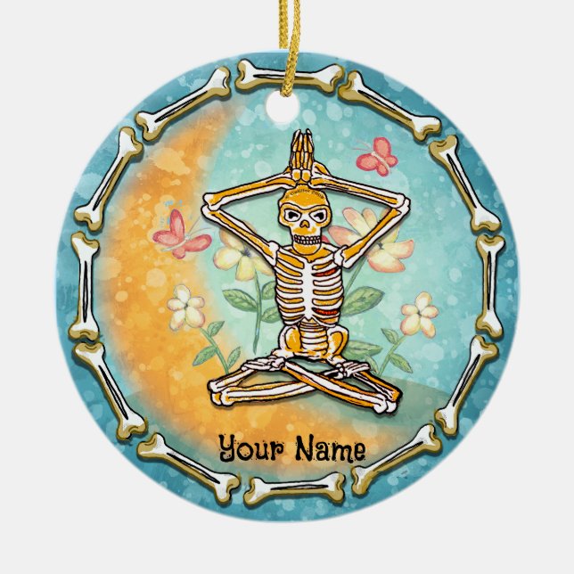 Skelett Yoga   Julgransprydnad Keramik (Framsidan)