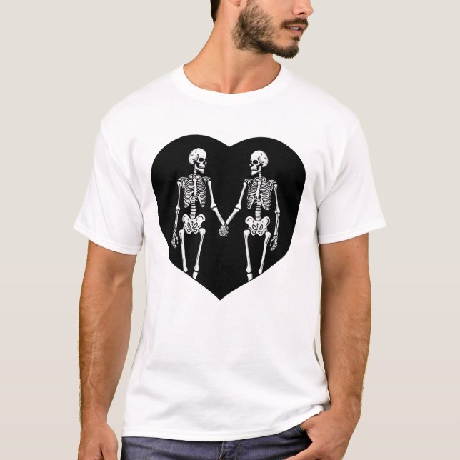 Skelettälskares hjärta t shirt (Framsida)