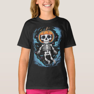 skelettastronaut bär en pumpa t shirt