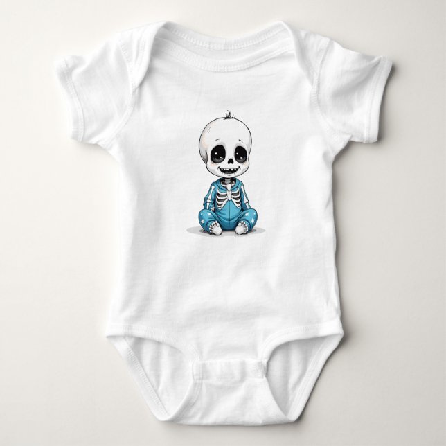 Skelettbaby in blauer Pyjama T Shirt (Framsida)