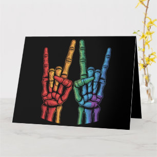 Skelettberghand HBTQ-regnbågsflagga Gay Pride Kort