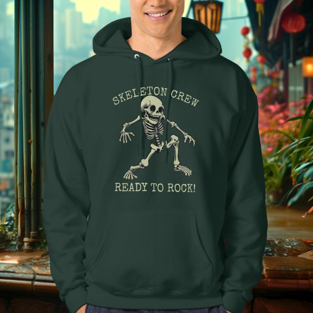 Skelettbesättning redo att rocka! - Rockande skele Hoodie (Skapare uppladdad)
