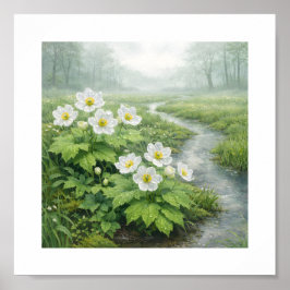 Skelettblomma (Diphylleia grayi) – Konsttryck Poster