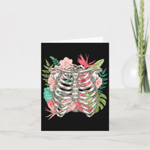 Skelettblommor revbensbur X-ray rolig Halloween Kort