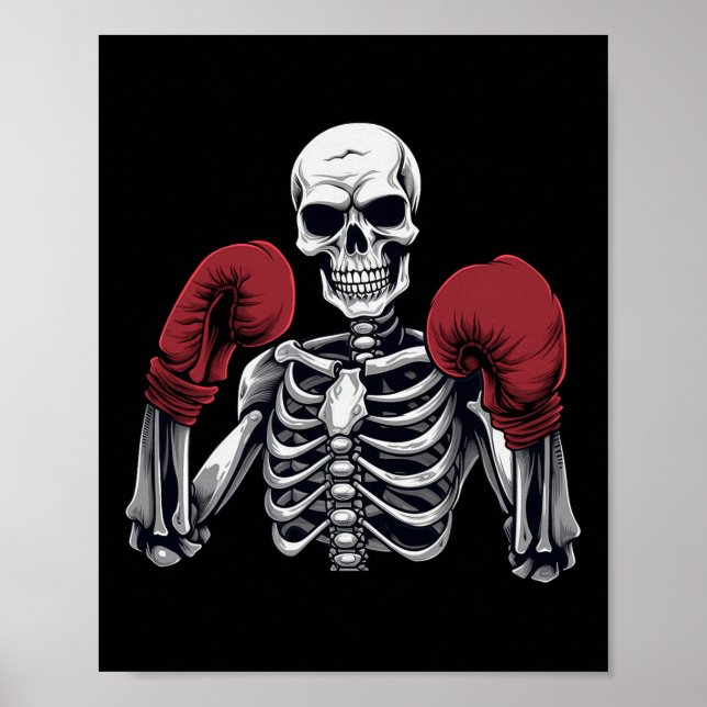 Skelettboxare Boxning Kickboxning Halloween Kampsp Poster (Framsidan)