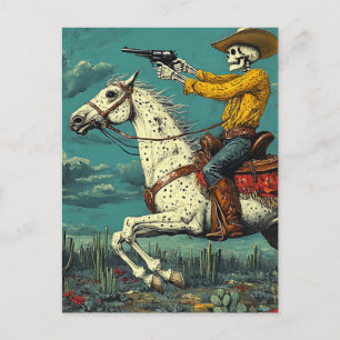 Skelettcowboy på en Appaloosa-häst Vykort