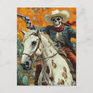 Skelettcowboy på en Appaloosa-häst Vykort