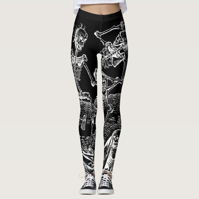 SkelettDanse makaber svart damasker Leggings (Framsida)