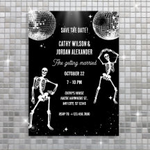 Skelettdansfest Disco bröllopsinbjudan