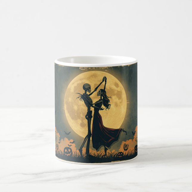 Skelettdansmugg | Romantisk Halloween-månmugg Kaffemugg (Center)