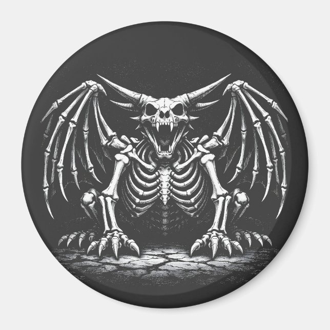 Skelettdrake av BurnsInHell Magnet (Framsidan)