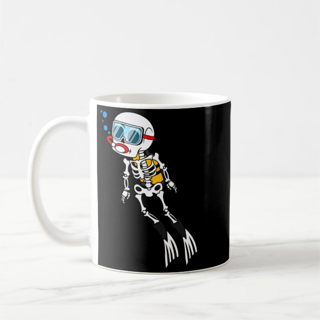 Skelettdykaren Halloween Undervattensdykning Kaffemugg (Vänster)