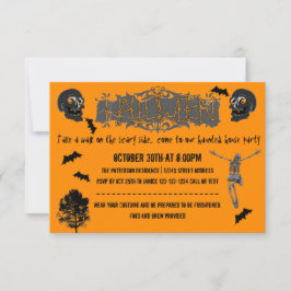 Skelettens skrämmande sida - Halloweenfestinbjudan Inbjudningar