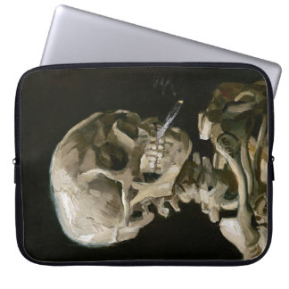 Skelettets huvud med en brinnande cigarett laptop fodral