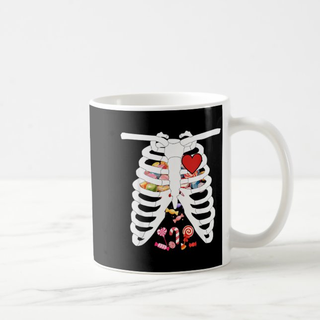 Skelettets revbensbur Röntgen godis rolig Hallowee Kaffemugg (Höger)