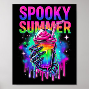 Skelettfest Summerween-vibbar Spöklik sommar-dryck Poster