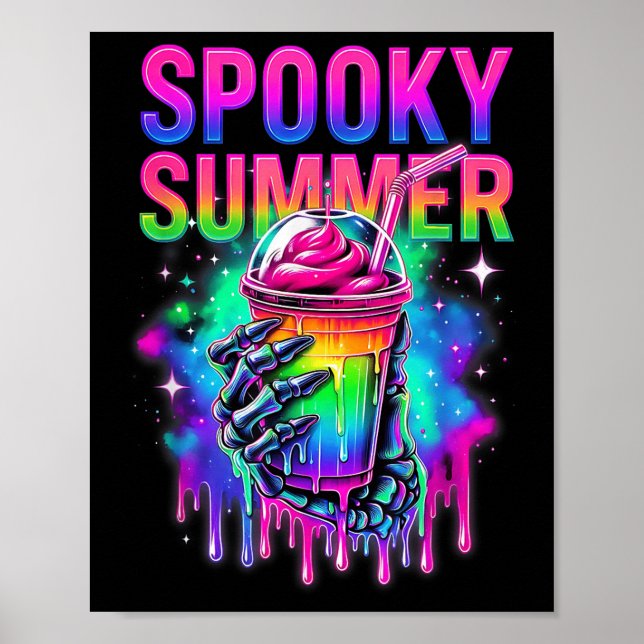 Skelettfest Summerween-vibbar Spöklik sommar-dryck Poster (Framsidan)