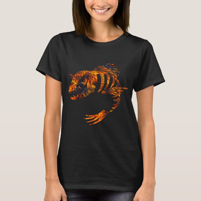 Skelettfisk på eld t shirt (Framsida)