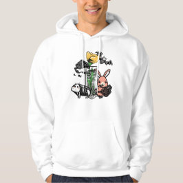 Skelettfladdermus & Rosa Kanin Zen Trädgård Konst Hoodie