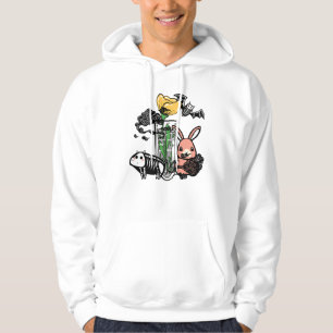 Skelettfladdermus & Rosa Kanin Zen Trädgård Konst Hoodie