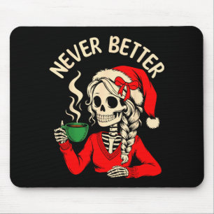 Skelettflicka Santa dricker kaffe Xmas rolig Sku Musmatta