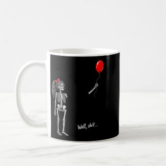 Skelettflicka som håller ballong gotisk Halloween Kaffemugg