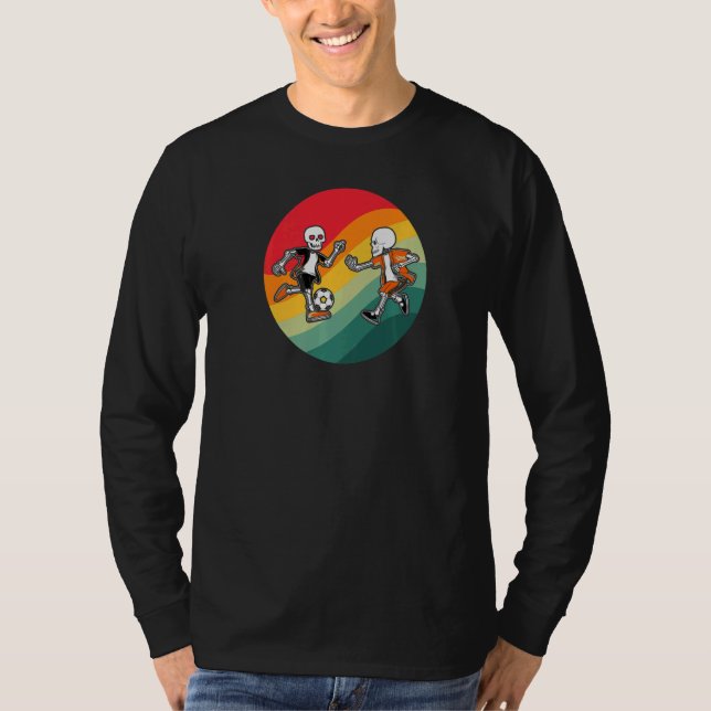 Skelettfotboll Halloween-spöke T Shirt (Framsida)