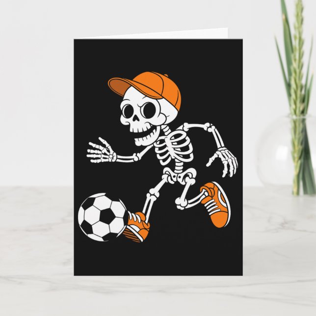 Skelettfotbollsdräkt för Halloween, rolig fotboll  Kort (Framsida)