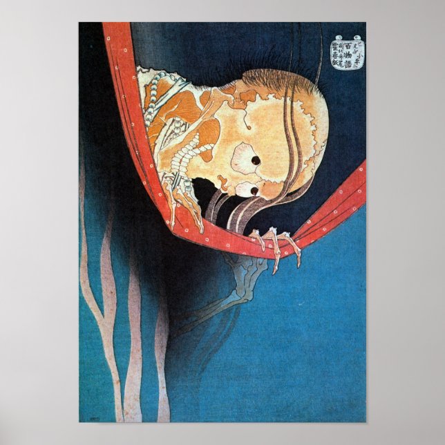 Skelettghosts, Hokusai-affisch Poster (Framsidan)