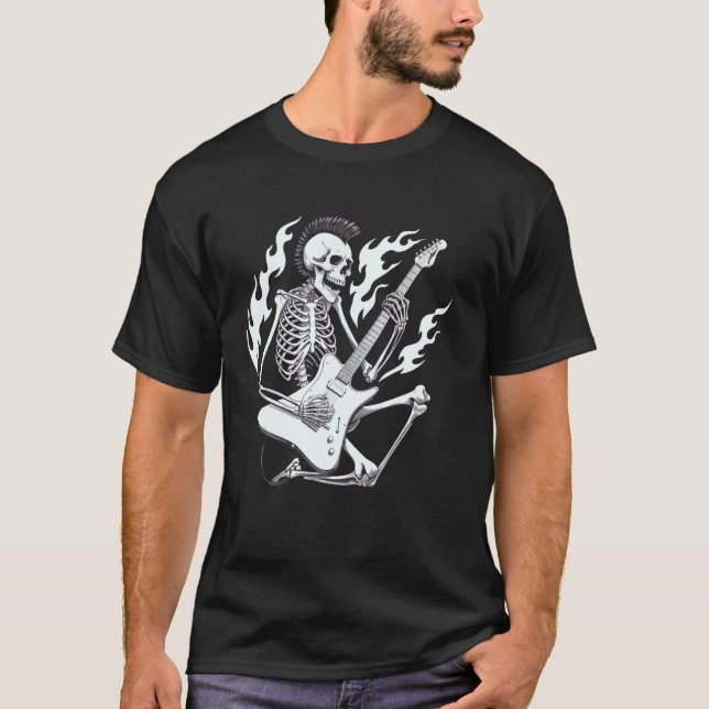 Skelettgitarr Heavy Metal T Shirt (Framsida)
