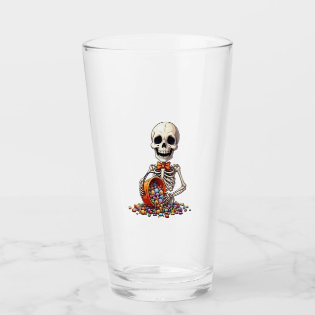 Skelettgodis skål Halloween Glaskopp (Framsida)