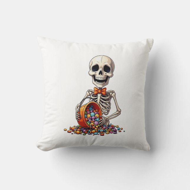 Skelettgodis skål Halloween Kudde (Framsida)