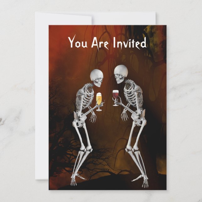 Skeletthalloween festinbjudan inbjudningar (Framsida)