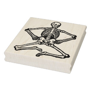 Skelettillustration i sitta frimärke stämpel