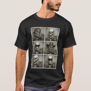 Skelettkatt Fotobås Roligt Coolt Fotobås Halloween T Shirt