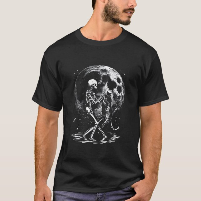 Skelettkatt Måndans T Shirt (Framsida)