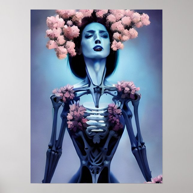 Skelettkvinnor med blommor poster (Framsidan)