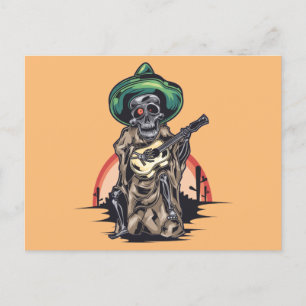 Skelettmusiker Halloween Helg Vykort