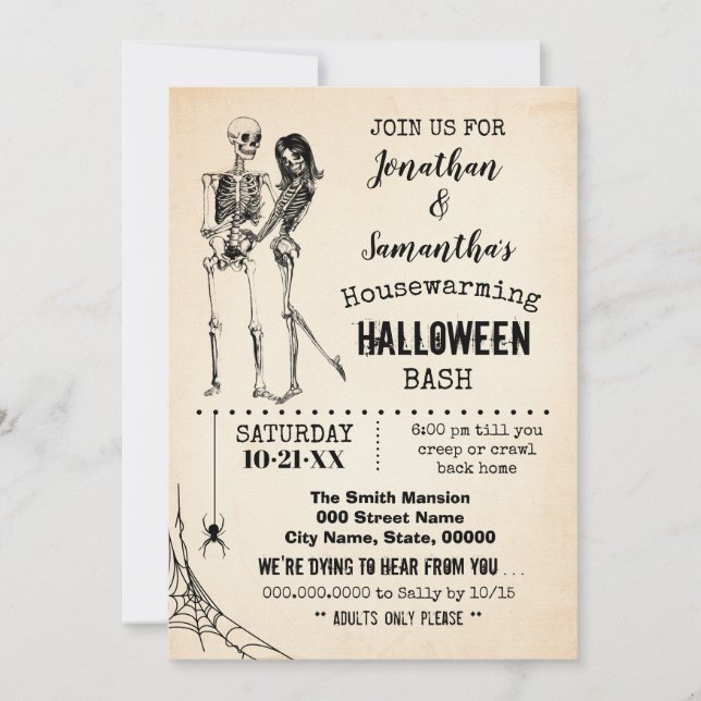Skelettpar för bostaden Halloween fest Inbjudningar (Framsida)