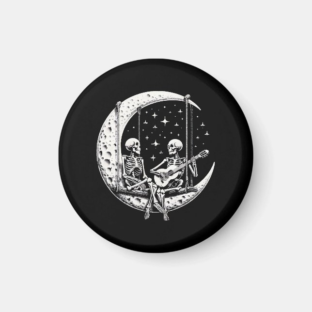 Skelettpar Månguitar Magnet (Framsidan)
