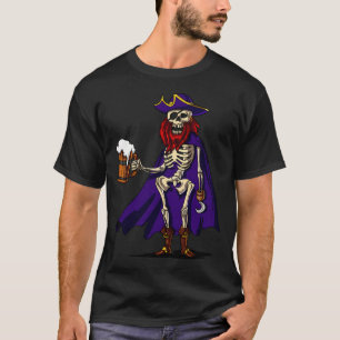 Skelettpirat dricker öl t shirt