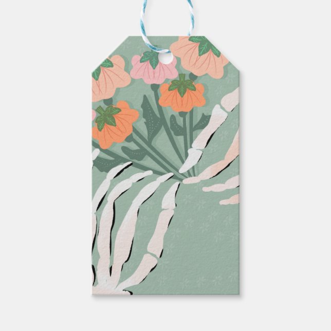 Skelettpumpa bukett Halloween  Presentetikett (Framsidan)